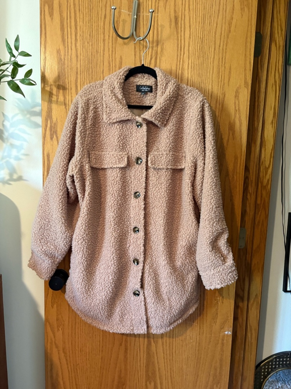 CoffeeShop Blush Teddy Shacket in Soft Pink